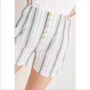 Anthropologie Linen Striped Shorts